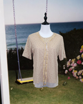 Beige Floral Mesh Lace Trim Top