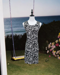 Black & White Abstract Floral Sheath Dress