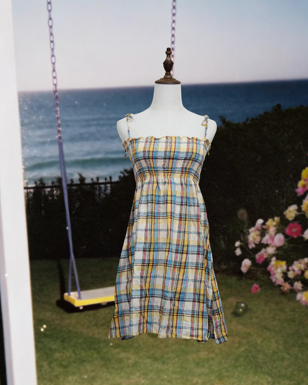 Multicolor Plaid Smocked Bust Cami Dress
