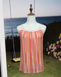 Pink Orange Watercolor Stripe Lace Hollow Strap Tank Cami