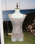 Milk Pink Lace Cap Sleeve Reversible Striped Corset Cami