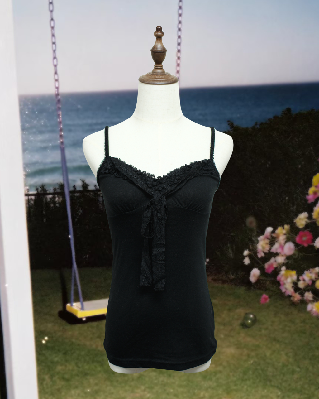 Black Lace Front Tie Wear