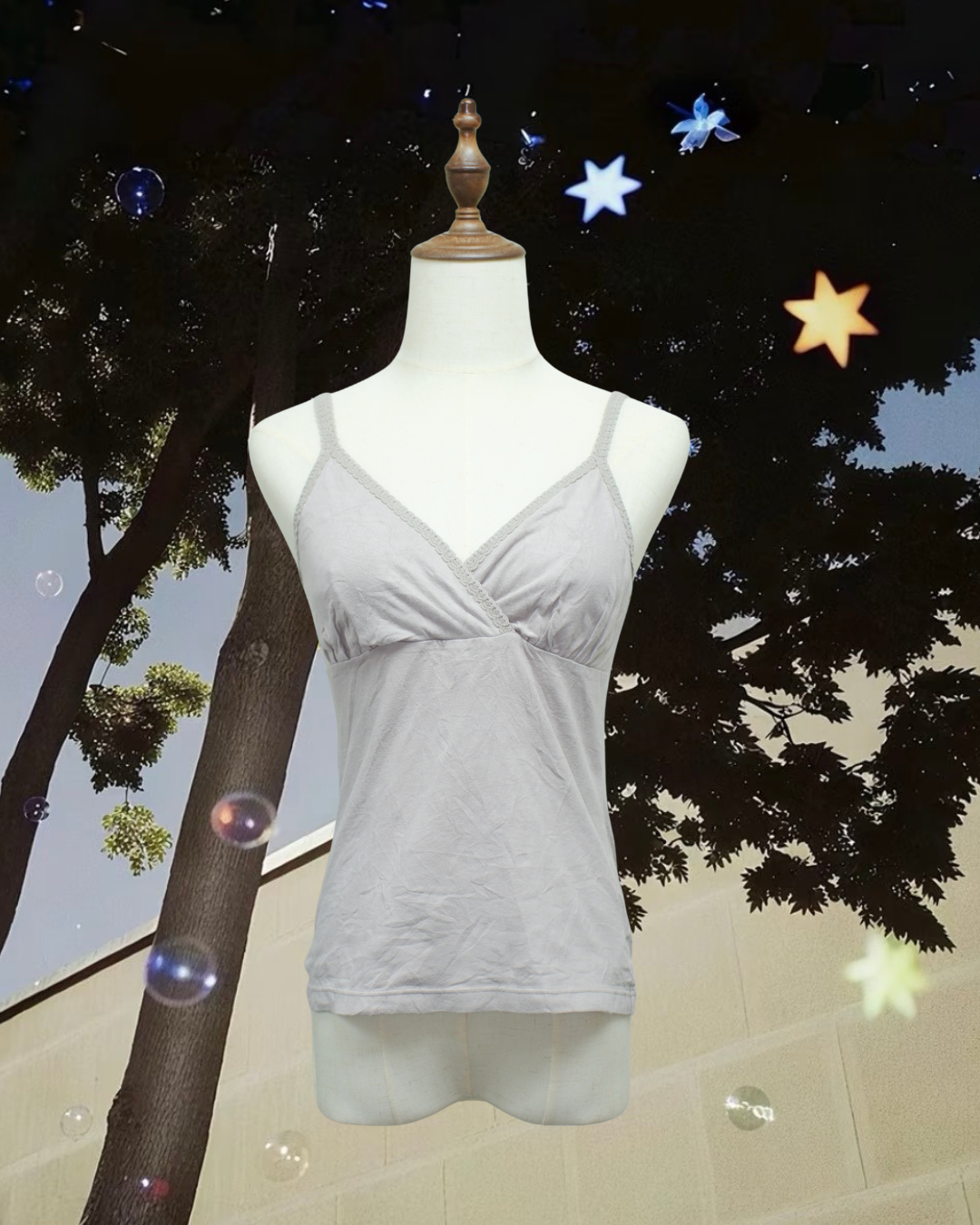 Light Grey Soft Knit Lace Top