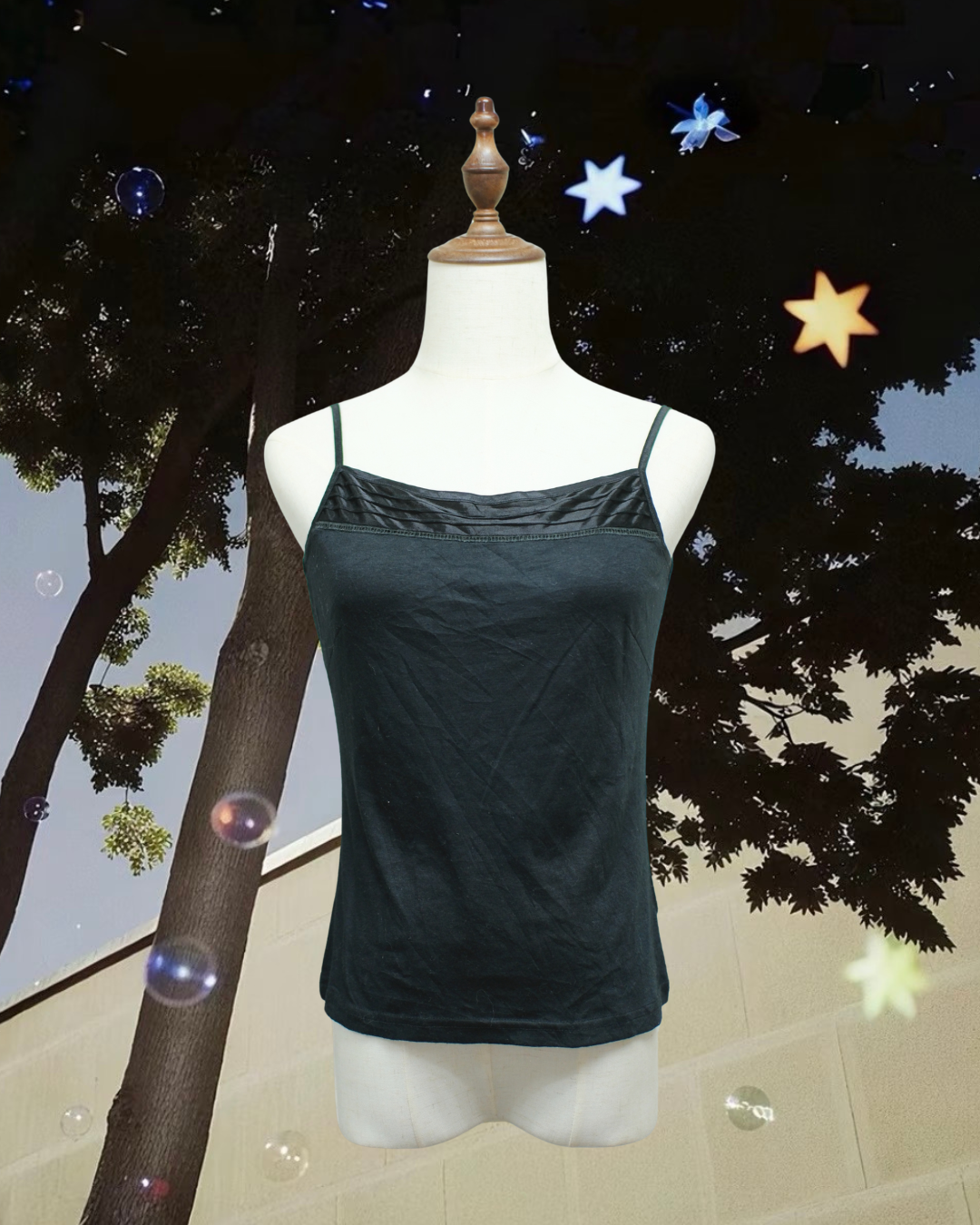 Black Satin Panel Soft Knit Top
