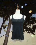 Black Rib Lace Strap Tank