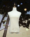 Cream Double Layer Lace Neck Soft Knit Top