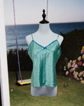 Blue-Green Diamond Print Satin Camisole Top