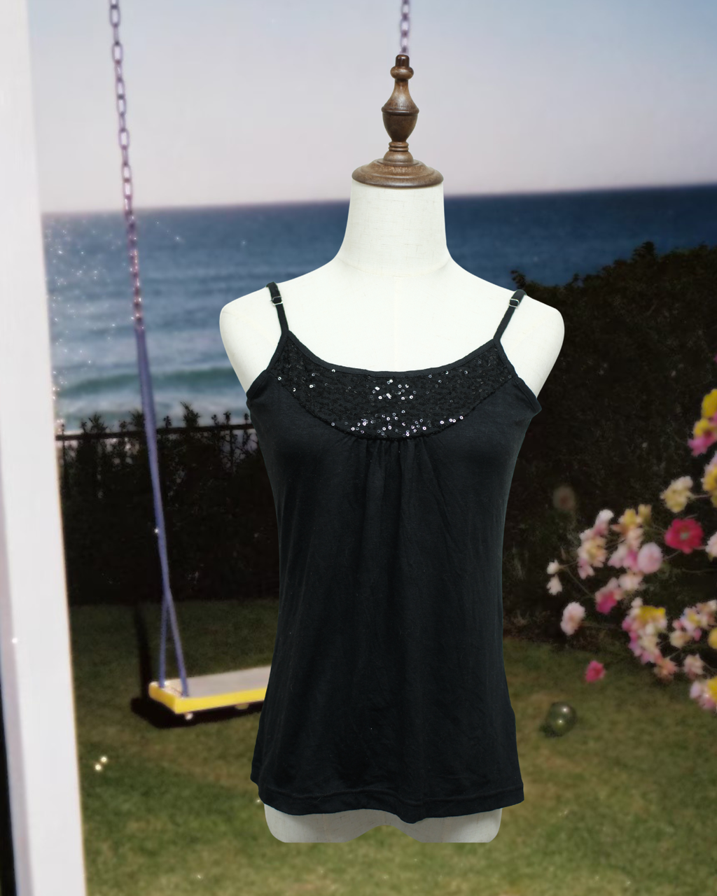 Black Sequin Gathered Wear