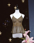 Brown Snake Print Lace Peplum Cami Top