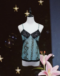 Turquoise Snake Print Lace Camisole