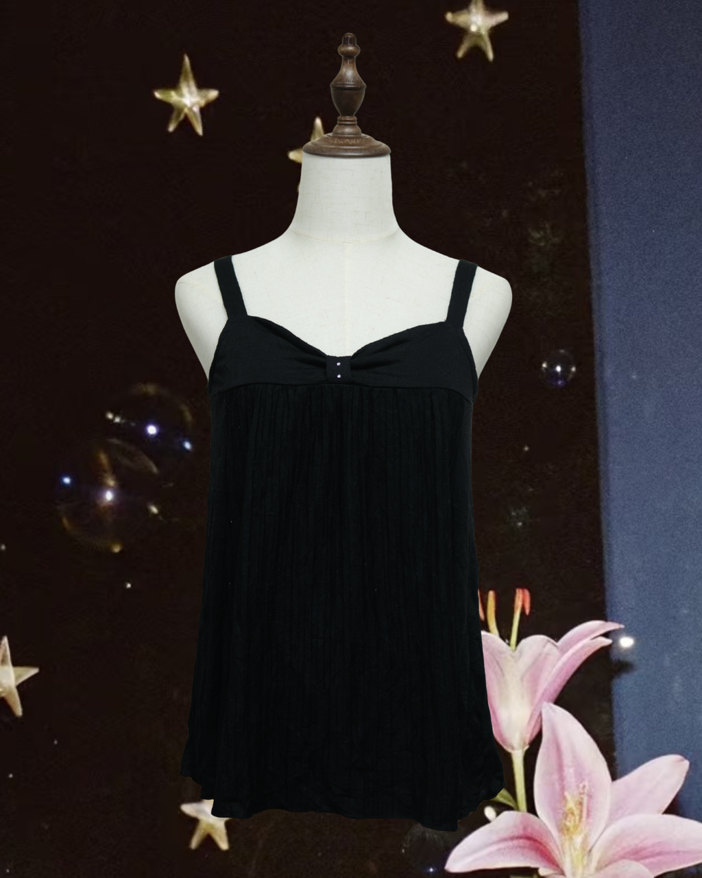 Black Rhinestone Pleated Strap Wear