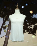 Off White Floral Lace Panel Soft Knit Tank