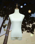 White U-Neck Lace Strap Rib Knit Tank