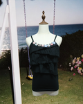 Black Tiered Ruffle Wear With Colourful Fabric Flowers