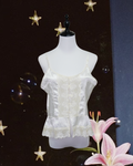 Off-White Rose Lace Satin Front-Button Camisole
