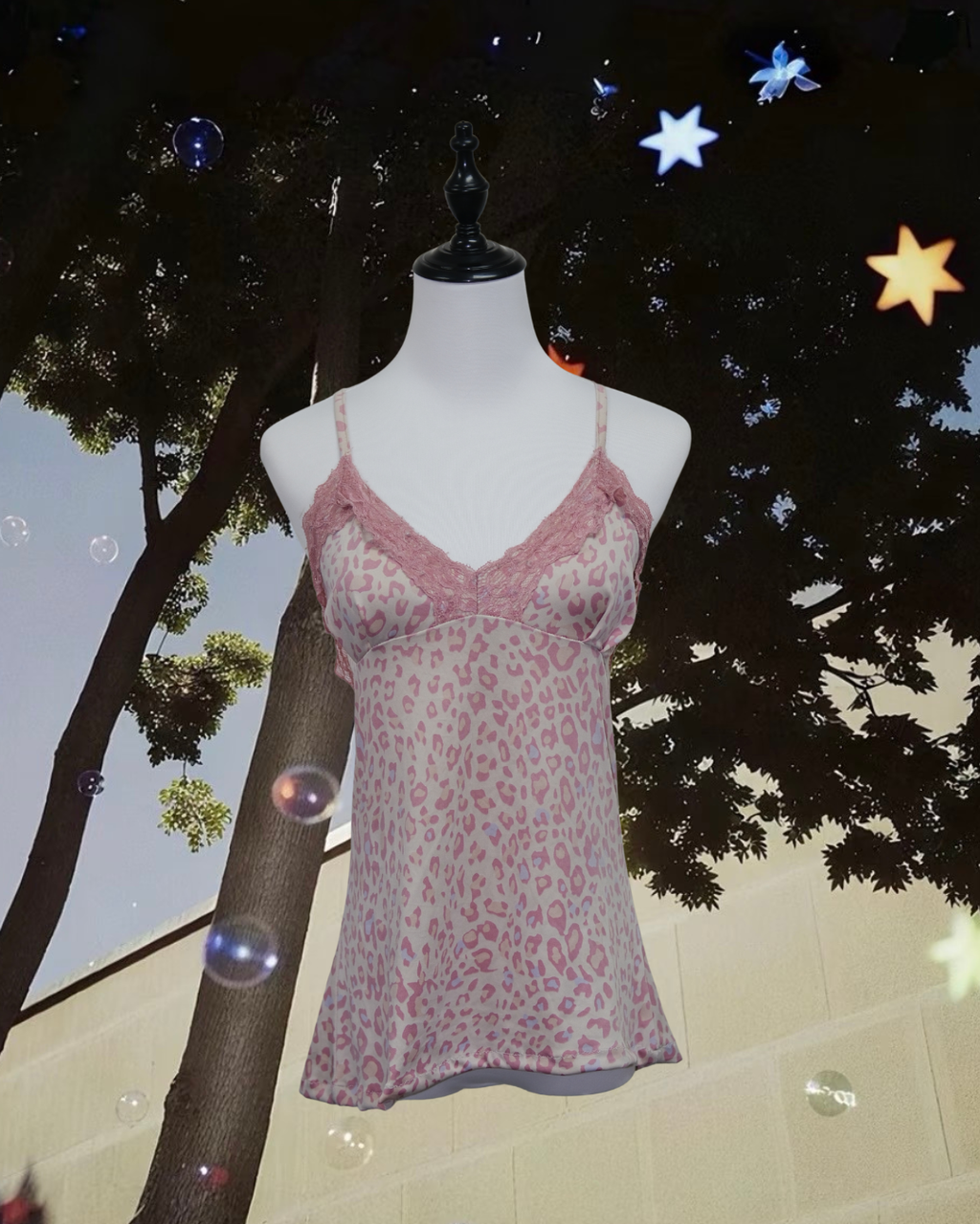 Coquette Pink Cheetah Print Lace V-Neck Cami
