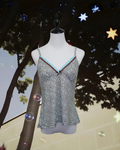 Light Blue Leopard Print Lace Trim Cami