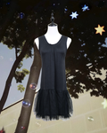 Black Sleeveless Tulle Hem Mini Dress