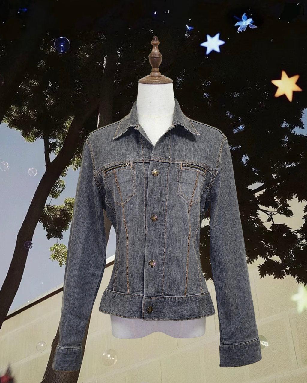Grey Denim Button-Up Trucker Jacket