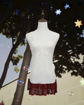 Cream Pleated Cami with Red Lace Hem
