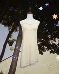 Cream Knit Cami Dress with Lace Hem
