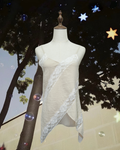 Off-White Diagonal Lace Irregular Hem Blouse