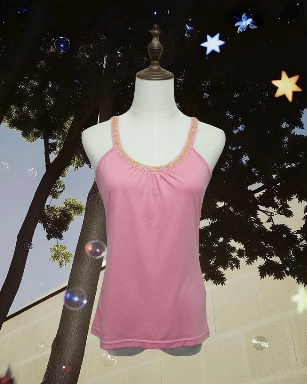 Pink Beaded Neckline Wear