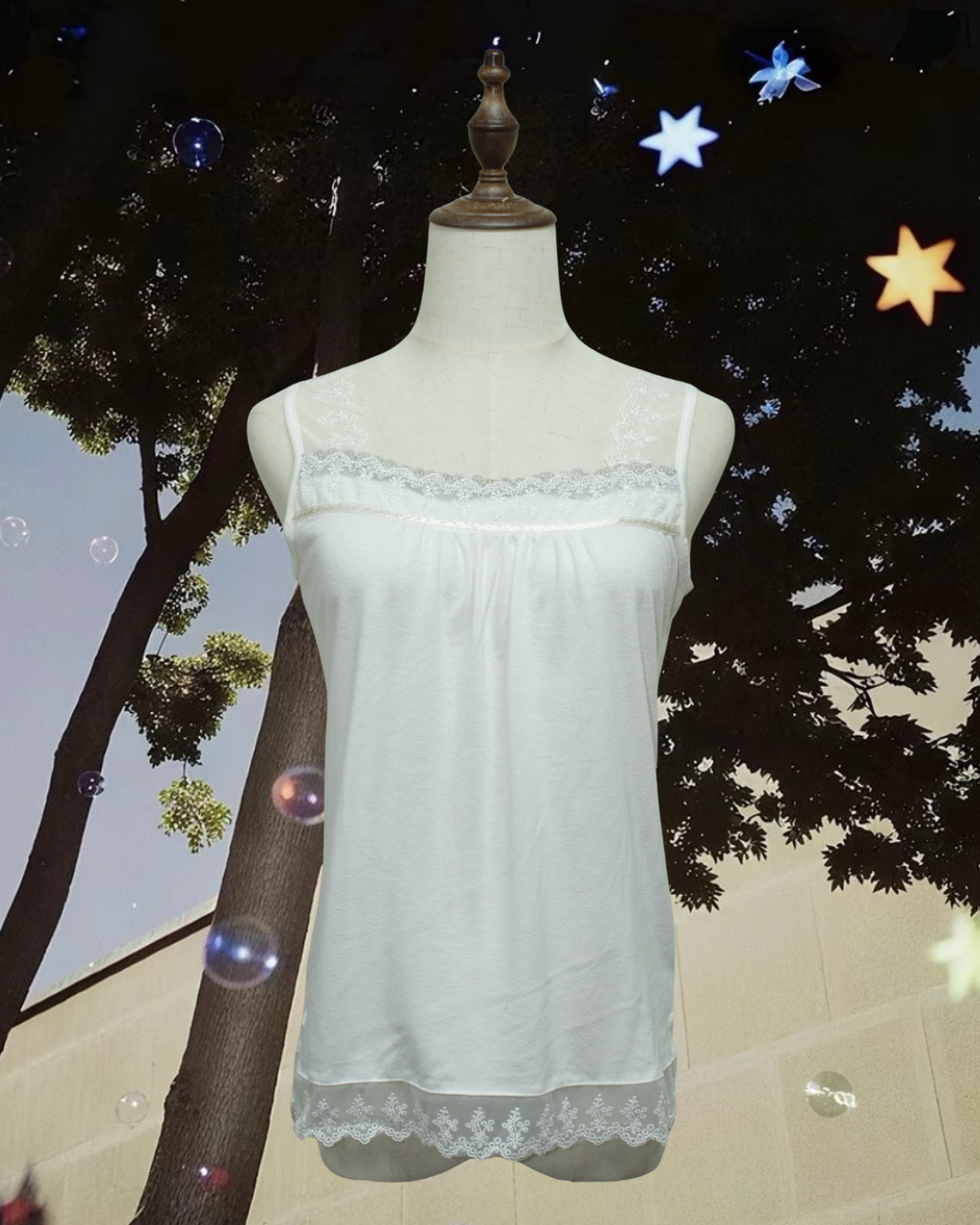 White Mesh Lace Dual‑Trim Wear