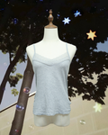 Heather Grey Scalloped Lace Waffle Slim Tank