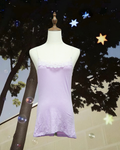 Light Lavender Scalloped Lace Slim Fit Knit Tank