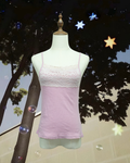 Dusty Rose Scalloped Floral Lace Ribbed Slim Top