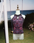 Purple-Pink Ethnic Print Halter Keyhole Wear