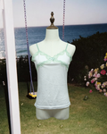 Off-white Light Green Lace V-Neck Bow Wear