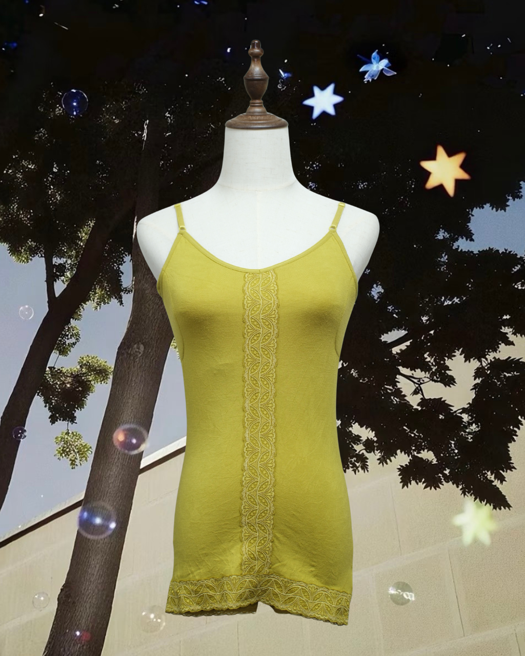 Olive Vertical Lace Top