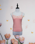 Pink Lace Trim Cami with White Ribbon Bow