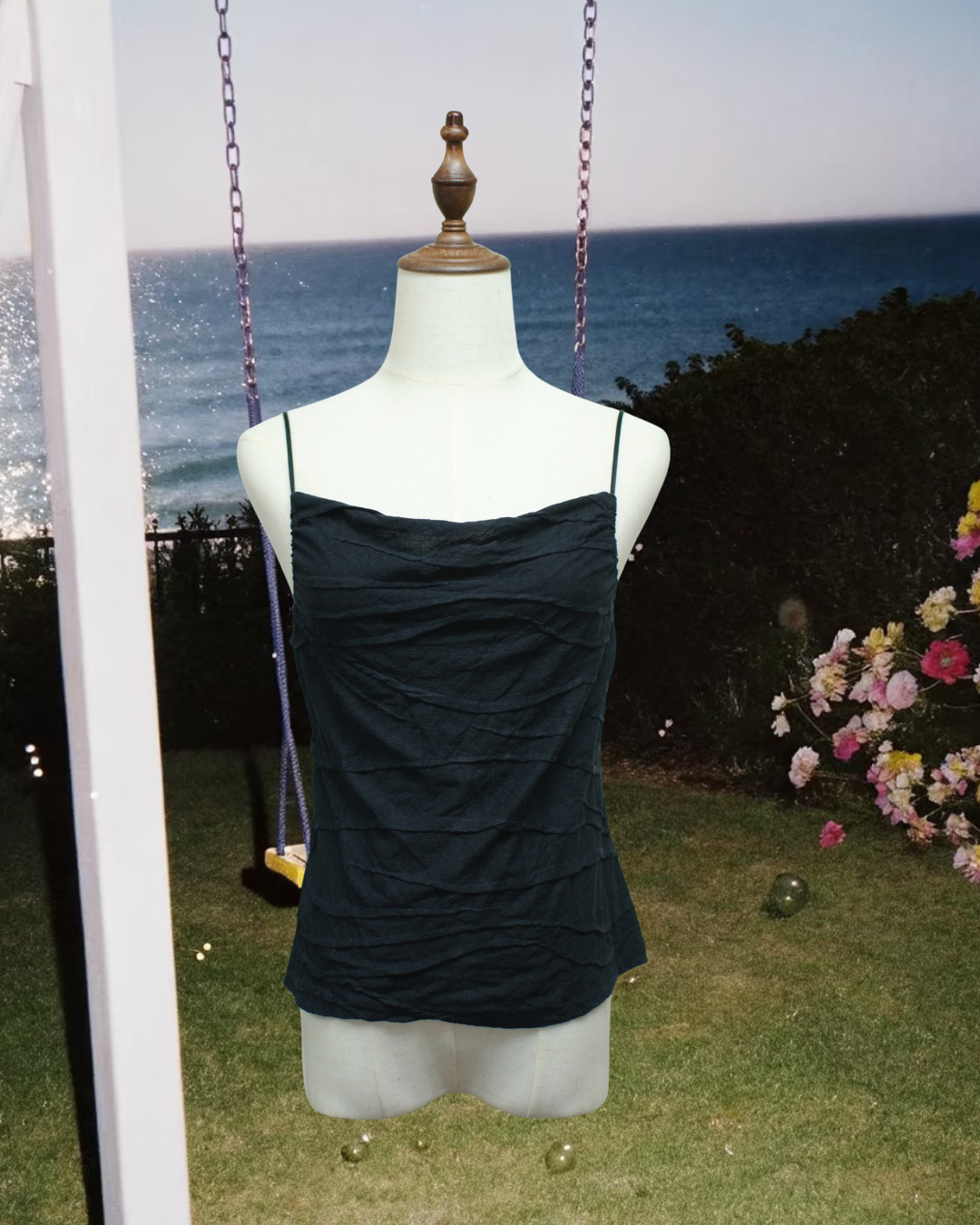 Black Textured Cotton Top