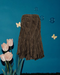 Brown Asymmetrical Layered Skirt