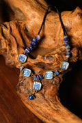 Lapis‑Lazuli Pattern‑Embroidery Necklace