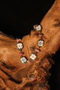 Square‑Floral Rhodochrosite Embroidery Bracelet