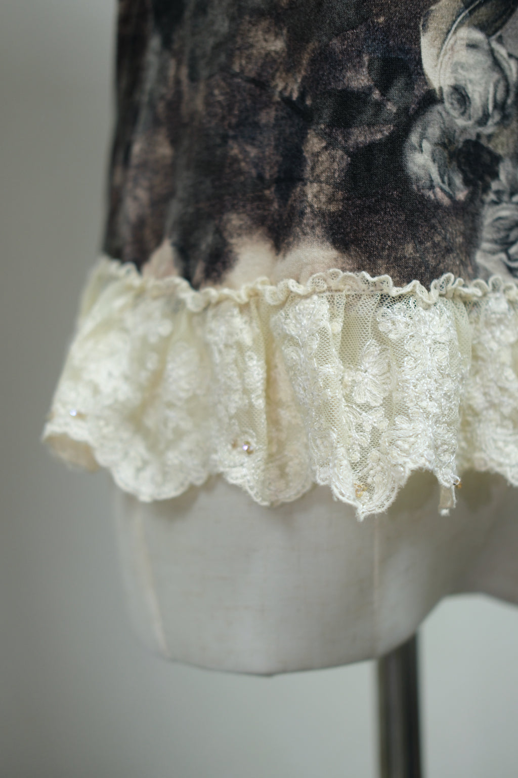 Dark Base Grey Rose Lace Ruffle Cami