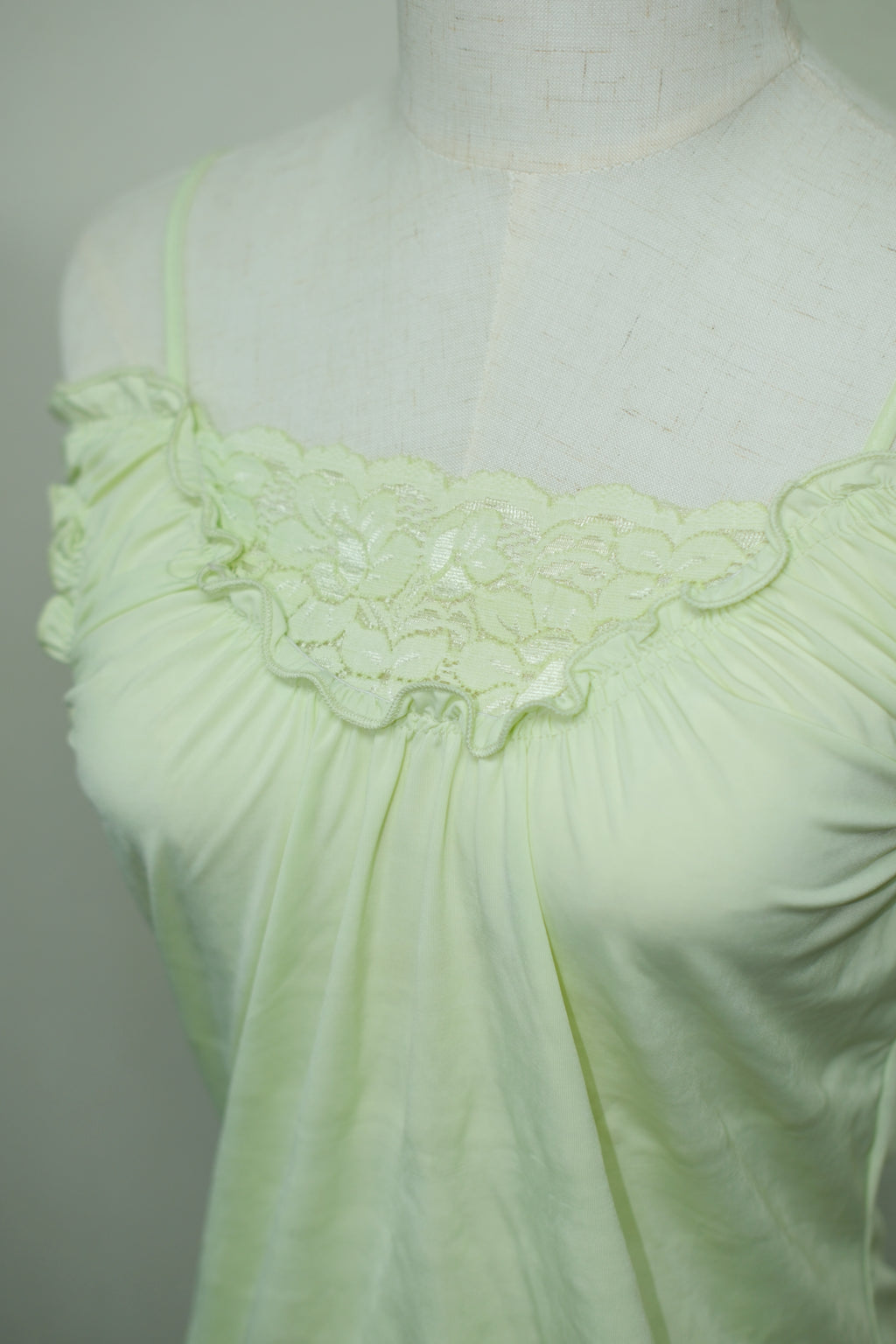 Light Green Lace Ruffle Drawstring Top