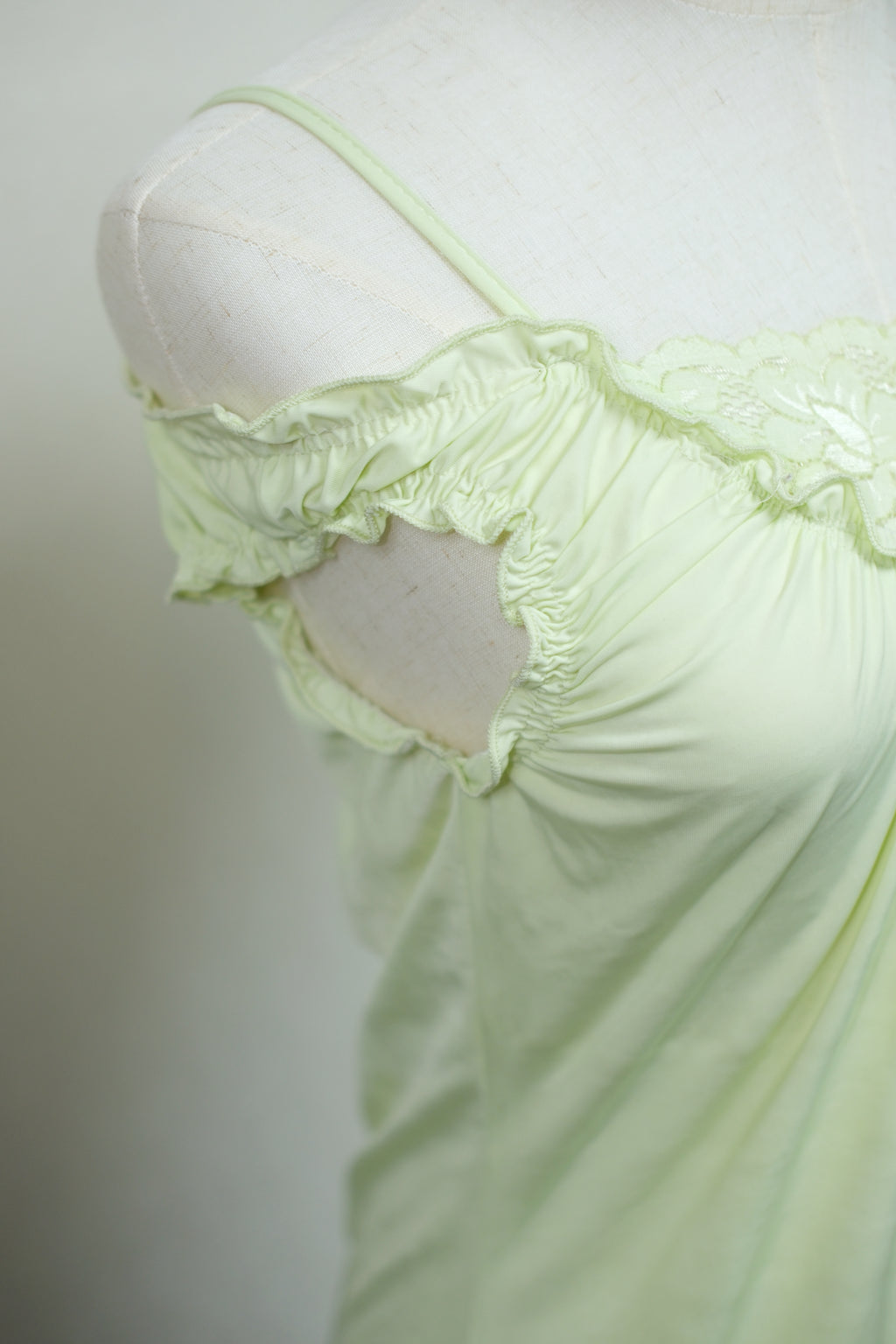 Light Green Lace Ruffle Drawstring Top