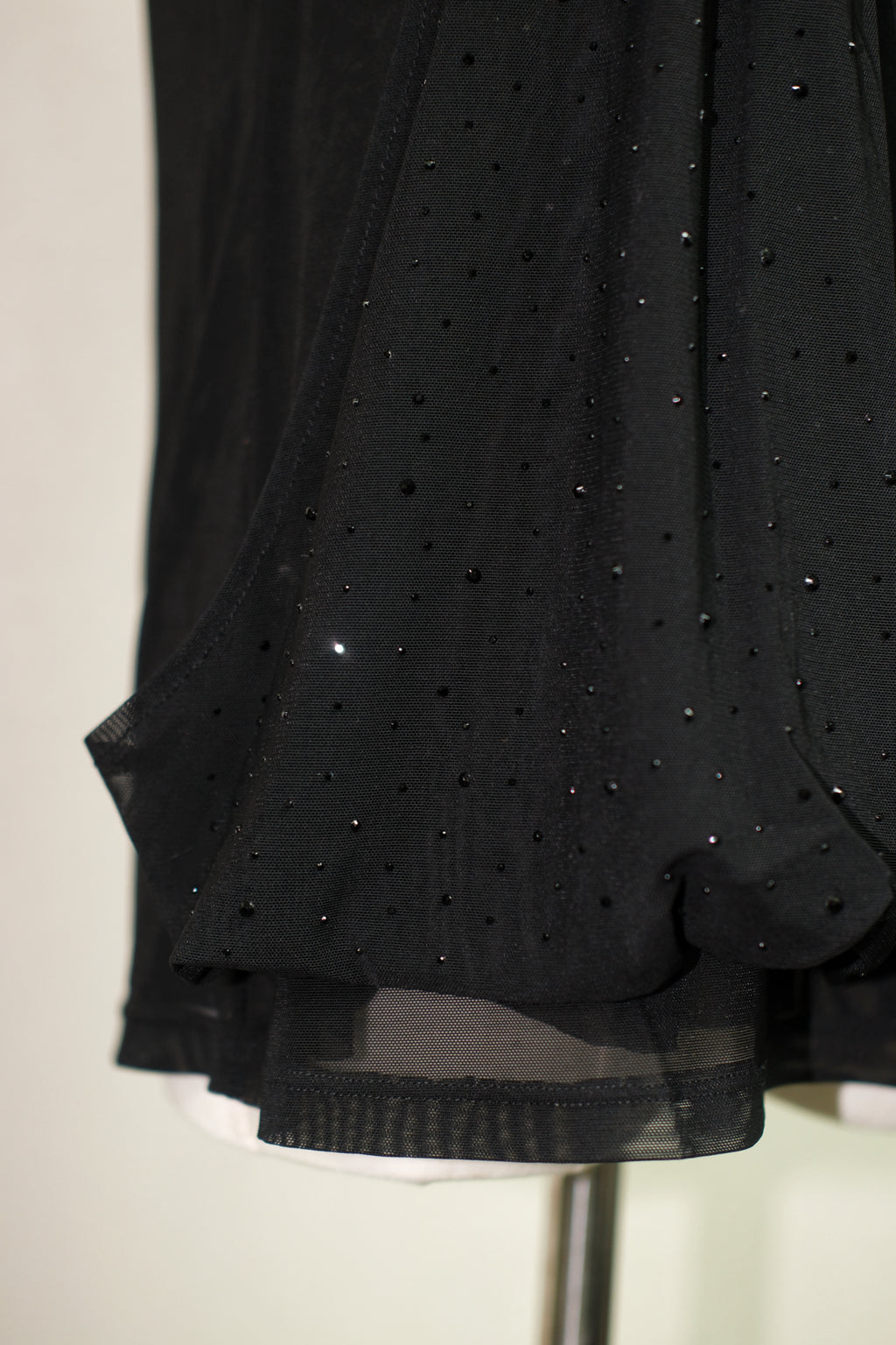 Black Rhinestone Gathered Sheer Strap