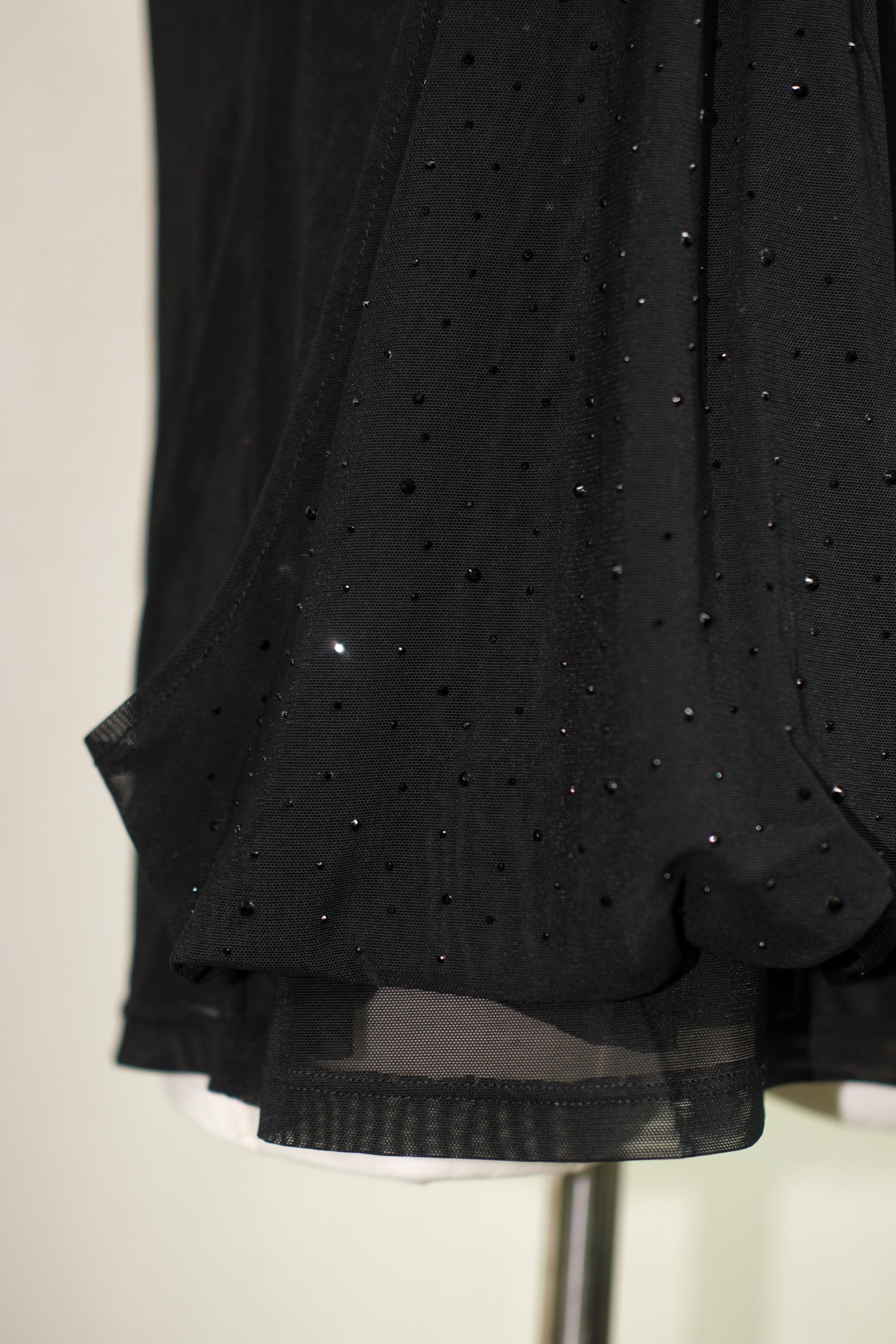 Black Rhinestone Gathered Sheer Strap