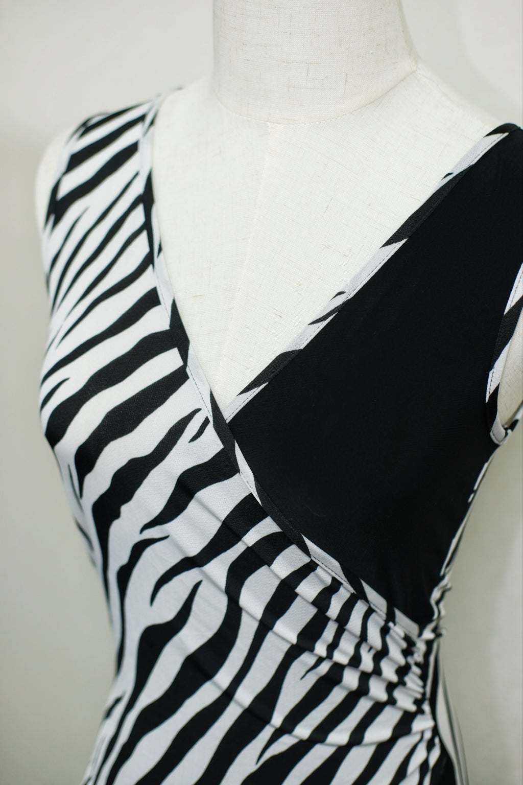Zebra Print Color Block Wrap Sleeveless Top