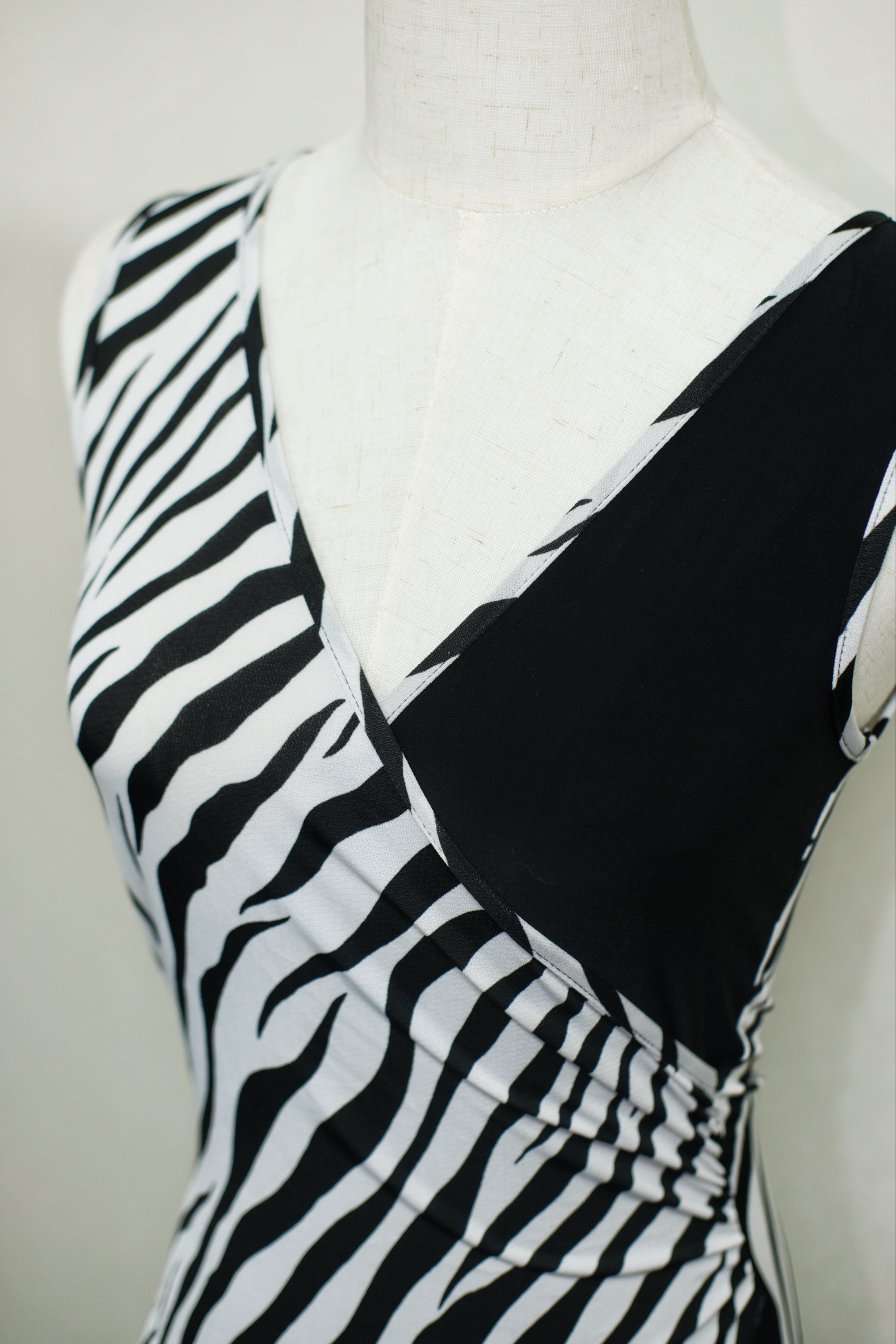 Zebra Print Color Block Wrap Sleeveless Top
