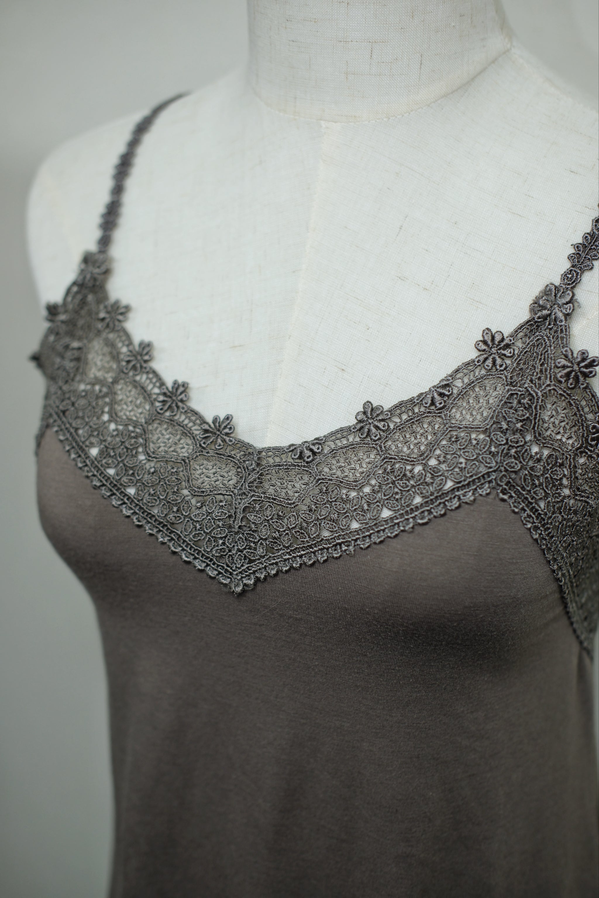 Taupe Cross Lace Back Strap