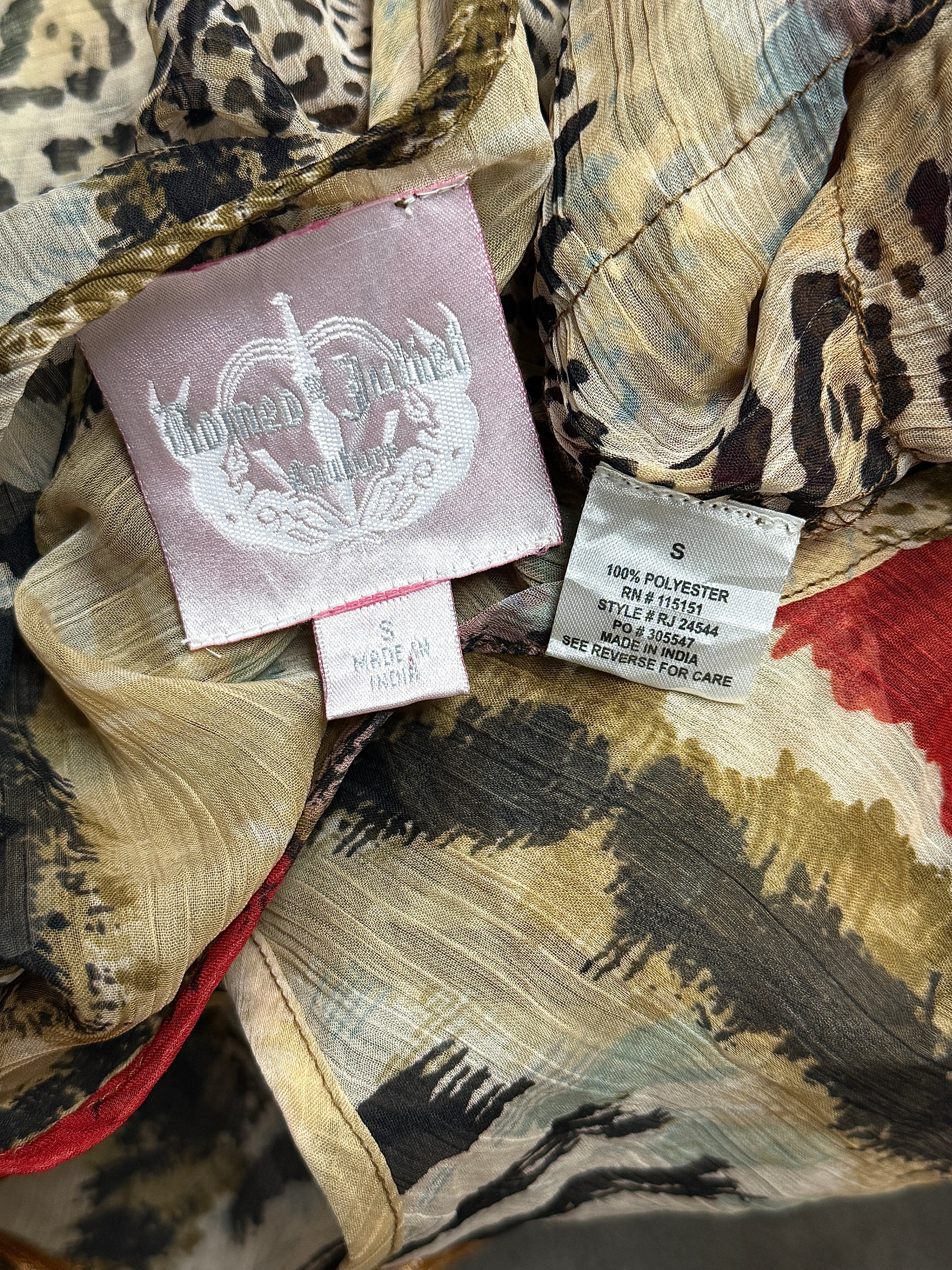 Mixed Animal‑Print Ruffled Lace Chiffon Tank Top