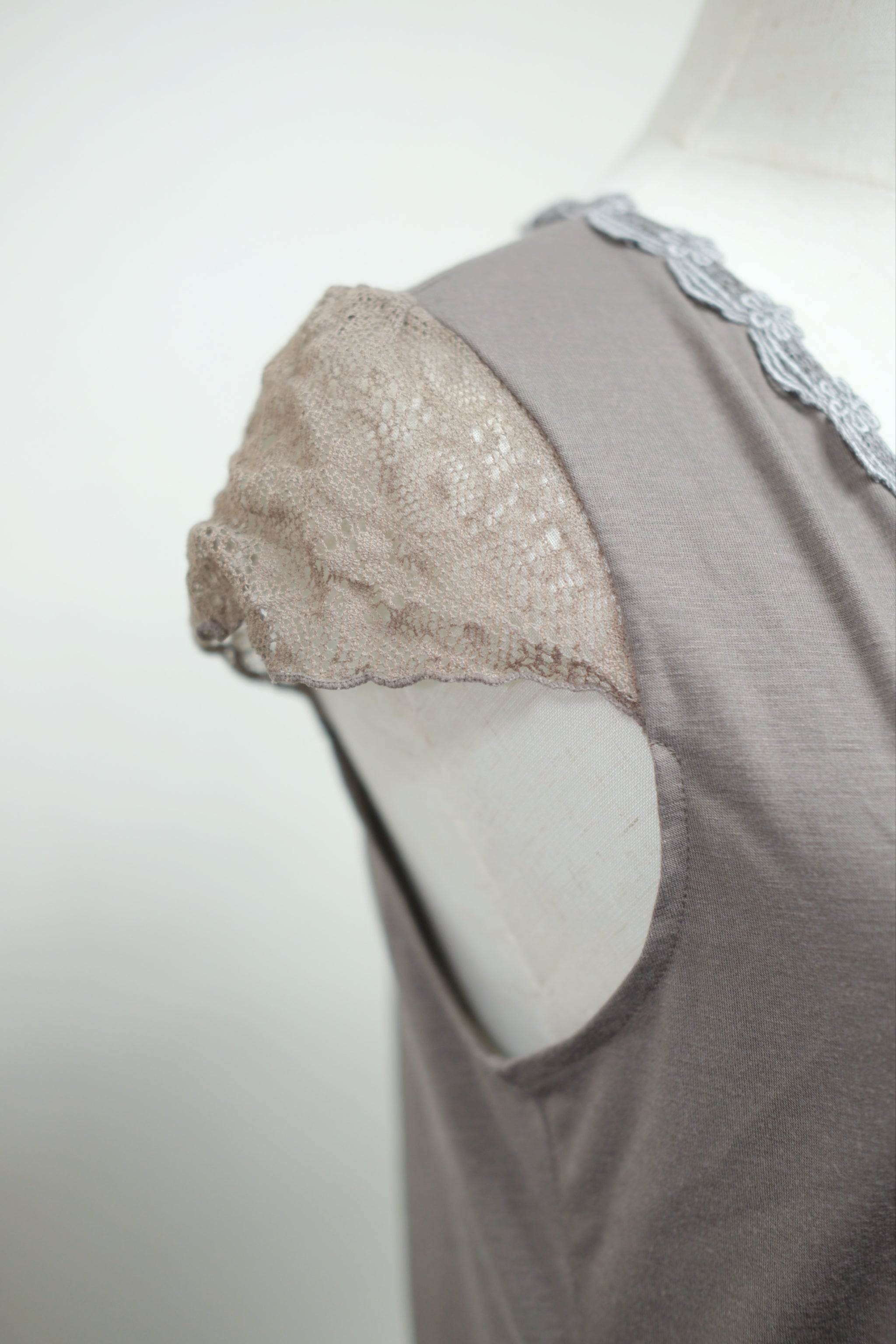 Grey Coffee Lace Dress Cardigan Inner Two-Piece