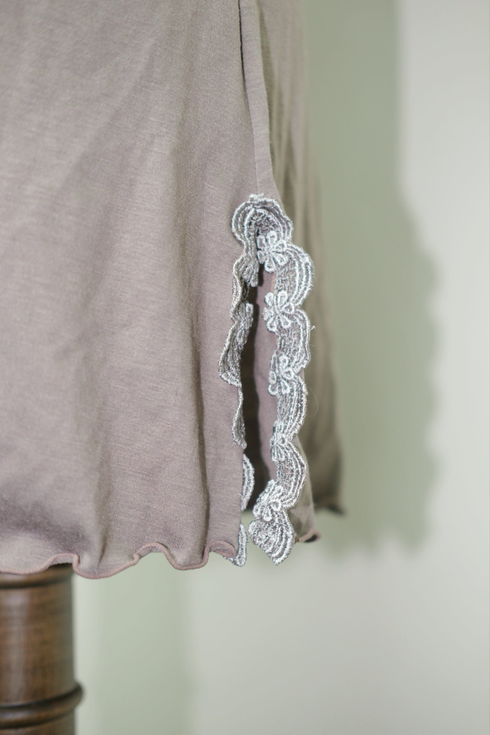 Grey Coffee Lace Dress Cardigan Inner Two-Piece